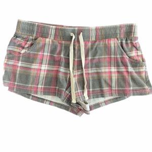 Pink and grey plaid soft shorts
